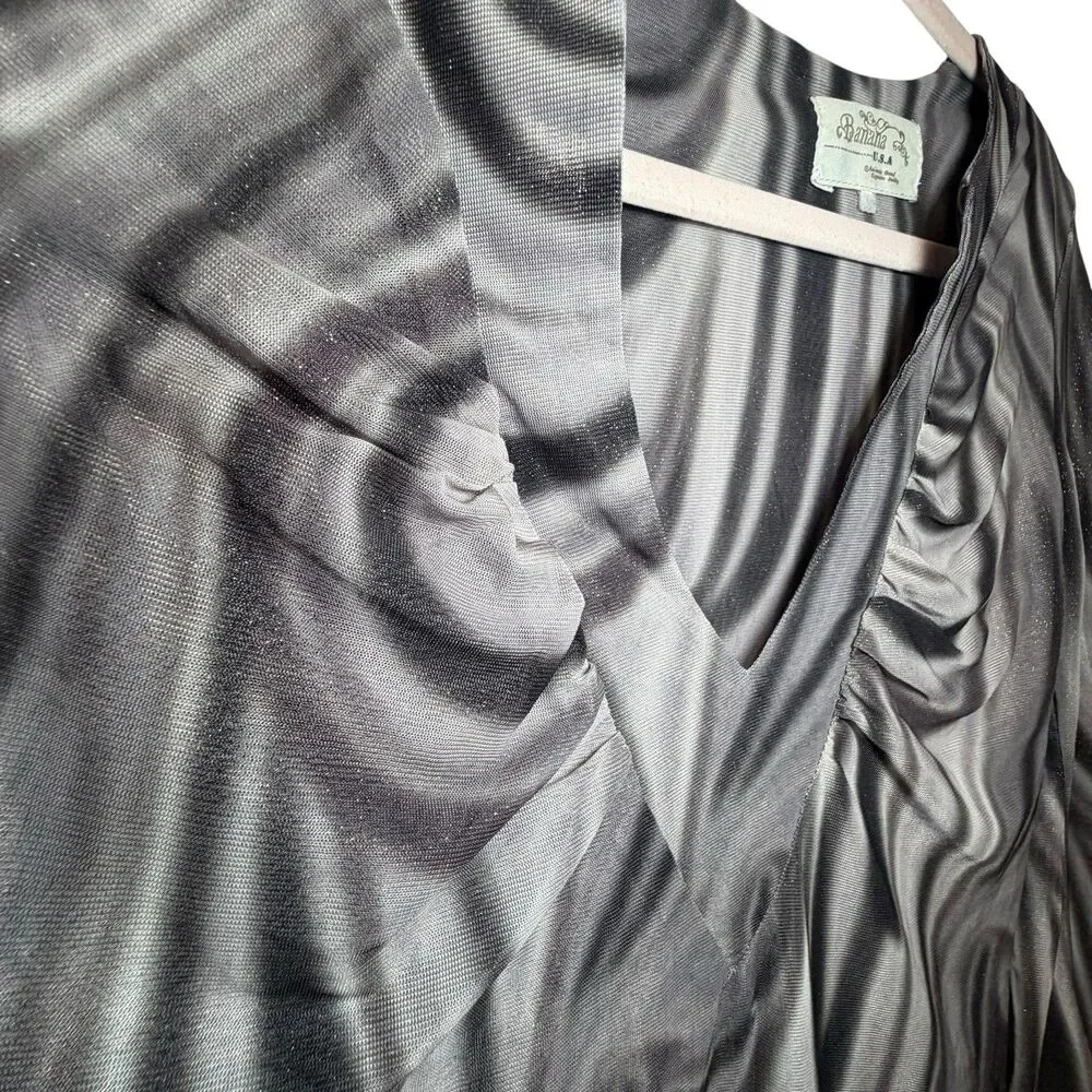 Y2K Gray/Black Abstract V-Neck Long Sleeve Mini Dress